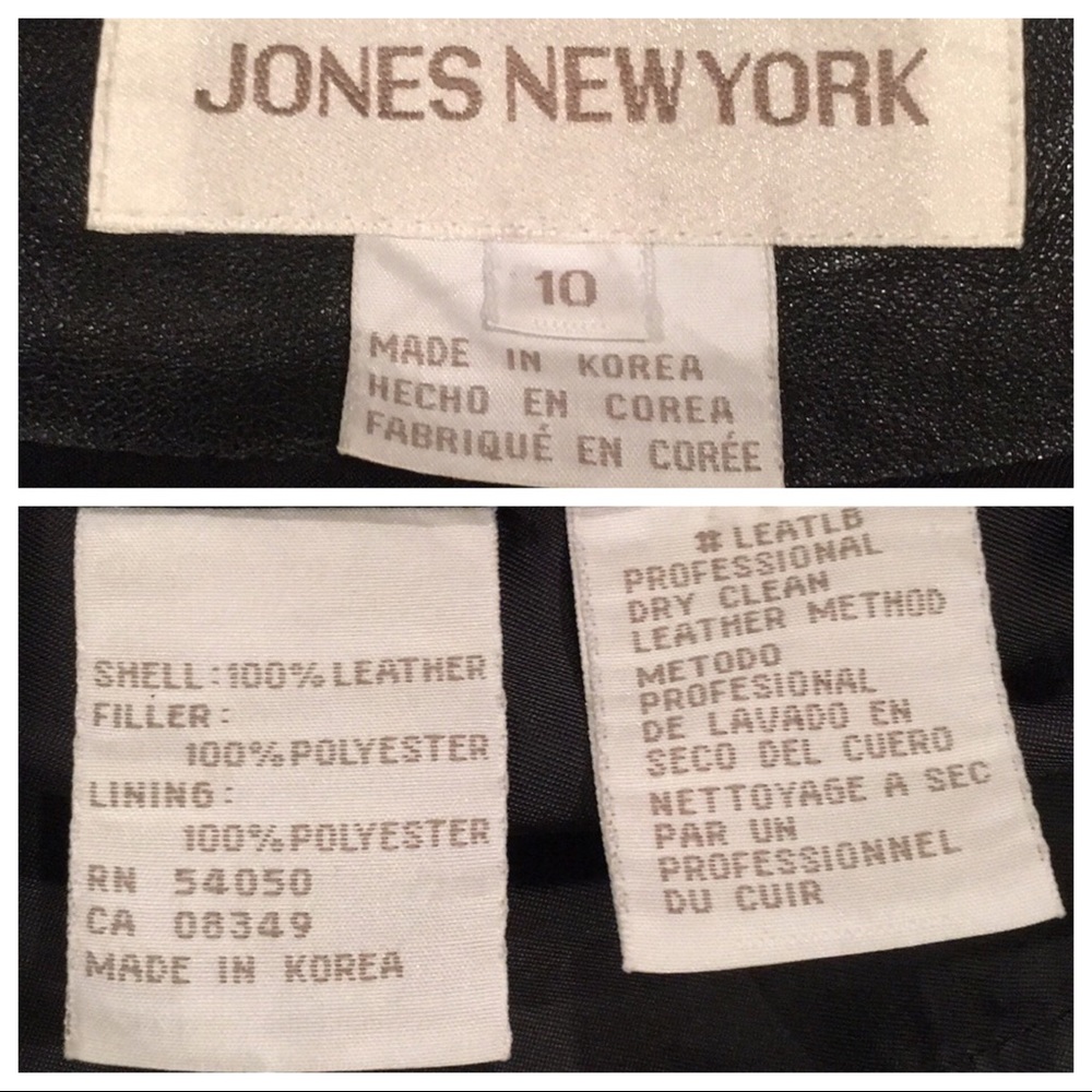 JONES NY creamy quilted black leather jack… - Picture 6 of 8